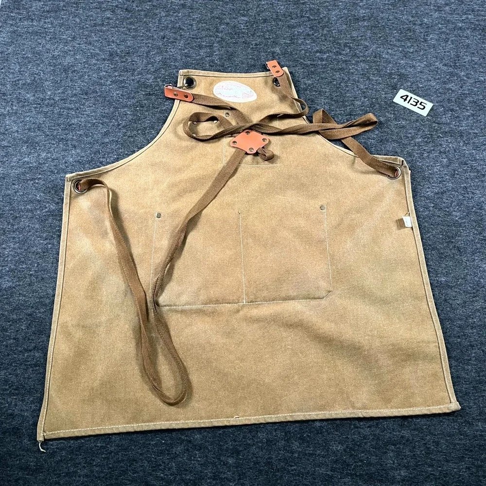 Super Cream Apron Unisex One Size‎ Beige Logo Canvas Pockets Adjustable Strap